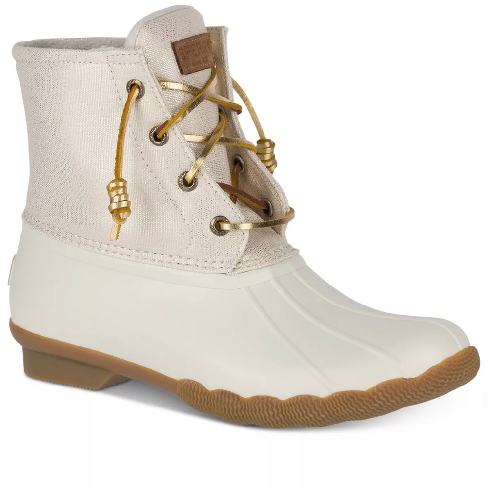 Sperry Saltwater Duck Boots in Oat/Gold